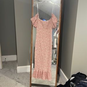 Petal and pup off the shoulder midi